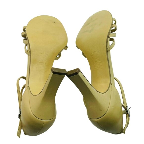 Tan Leather Strappy High Heel Sandals Size 6 - Picture 6 of 7